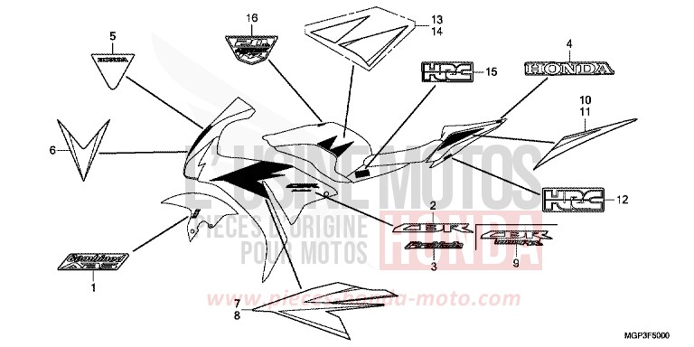 MARK/STRIPE (CBR1000RRC/RAC) for CBR1000RR Fireblade PEARL SUNBEAM WHITE (NHA66EA) from 2012